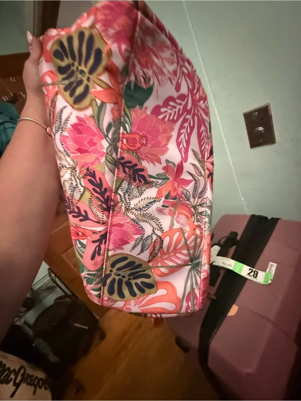 Vera Bradley Pink Coral Tropical Floral Cosmetic Case